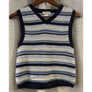 Vtg Croquet Club Vest Womens Small Funky‎ Hippie Boho Artsy Striped
